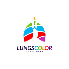 Colorful Lungs Logo Concept. Lungs with Colorful Logo Vector. Template Icon Symbol