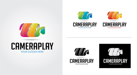 Camera play creative and minimal logo template