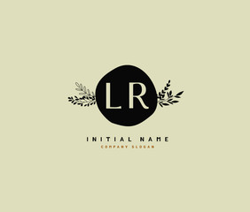 L R LR Beauty vector initial logo, handwriting logo of initial signature, wedding, fashion, jewerly, boutique, floral and botanical with creative template for any company or business.