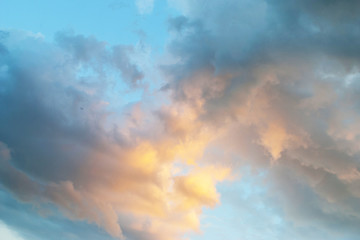 Fototapeta na wymiar evening sky clouds are orange. background.