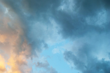 evening sky clouds are orange. background.