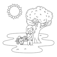 Girl with dog cartoon design