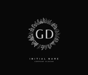 Fototapeta na wymiar G D GD Beauty vector initial logo, handwriting logo of initial signature, wedding, fashion, jewerly, boutique, floral and botanical with creative template for any company or business.