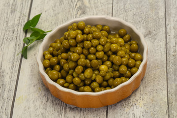 Canned Green peas in the bowl