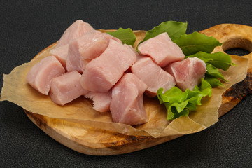 Raw fresh pork meat cube