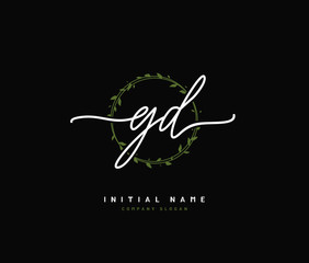 G D GD Beauty vector initial logo, handwriting logo of initial signature, wedding, fashion, jewerly, boutique, floral and botanical with creative template for any company or business.