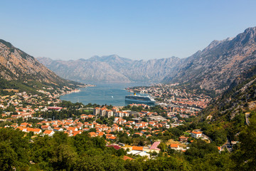 Fototapeta premium View of Kotor Bay and the city of Kotor