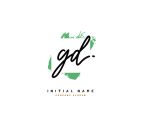 G D GD Beauty vector initial logo, handwriting logo of initial signature, wedding, fashion, jewerly, boutique, floral and botanical with creative template for any company or business.