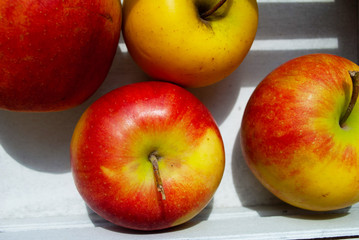 apples in a drawer. summer autumn. close-up