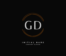 G D GD Beauty vector initial logo, handwriting logo of initial signature, wedding, fashion, jewerly, boutique, floral and botanical with creative template for any company or business.