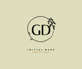 G D GD Beauty vector initial logo, handwriting logo of initial signature, wedding, fashion, jewerly, boutique, floral and botanical with creative template for any company or business.
