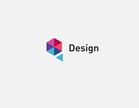 Creative bright Abstract linear logo icon polygon geometry for business company