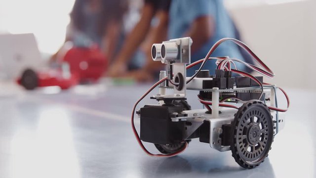 Close Up Of Robot Vehicle In After School Programming Club