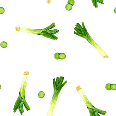 Watercolour original leeks pattern