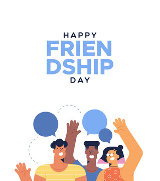 Friendship Day card of teen friends talking