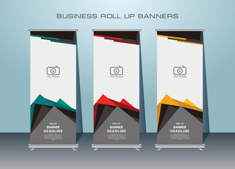 Roll up banner design template, vertical, abstract banner background, pull up design, modern x-banner, rectangle size