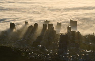Early morning above the fog in Cape Town