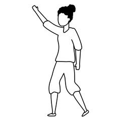 celebrating woman with arms up