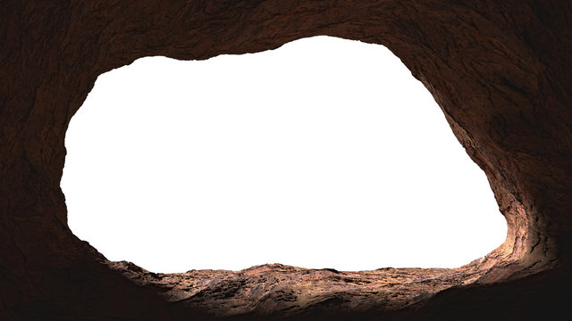 cave opening, mysterious den entrance in bright light