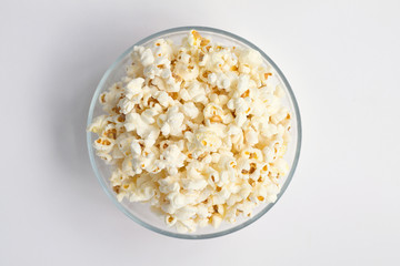 bowl of popcorn isolated on white background