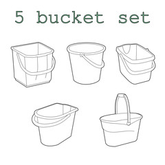 5 set of the outline vector illustrations of the buckets