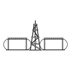 oil refinery gas factory cartoon in black and white