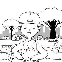 Boy with dog cartoon design