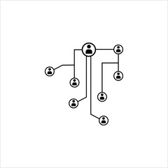 Network Connection, Hub, Social Network Isolated Flat Line Icon Design