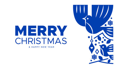 Christmas and New Year Scandinavian bird card © Cienpies Design