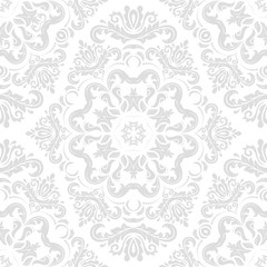 Classic seamless vector light grey pattern. Damask orient ornament. Classic vintage background. Orient ornament for fabric, wallpaper and packaging