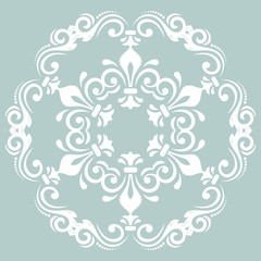 Elegant vintage vector ornament in classic style. Abstract traditional round white pattern with oriental elements. Classic vintage pattern