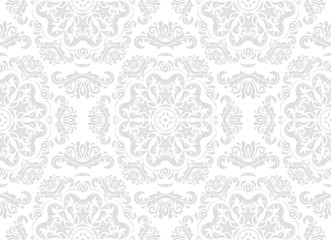 Classic seamless vector pattern. Damask orient light silver ornament. Classic vintage background. Orient ornament for fabric, wallpaper and packaging