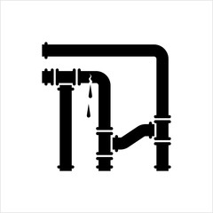 Broken Pipe Icon, Leakage In Pipe