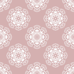 Floral vector white ornament. Seamless abstract classic background with flowers. Pattern with repeating floral elements. Ornament for fabric, wallpaper and packaging