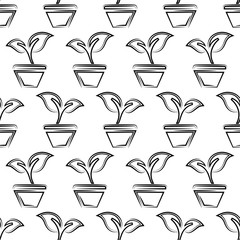 Plant Pot Icon Seamless Pattern
