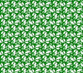 Floral vector ornament. Seamless abstract classic background with flowers. Pattern with repeating white floral elements. Ornament for fabric, wallpaper and packaging