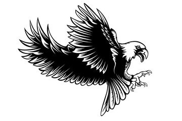 Eagle emblem isolated on white vector illustration. World symbol of freedom. Retro color logo of falcon. Eagle detailed logo.