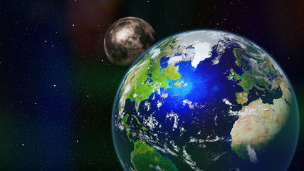 planet Earth with the Moon