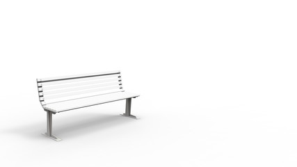 3d rendering of a outside furniture bench isolated in white studio background.