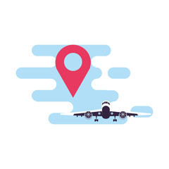 airplane flying with pin location