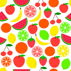 Cute tropical fruits seamless pattern