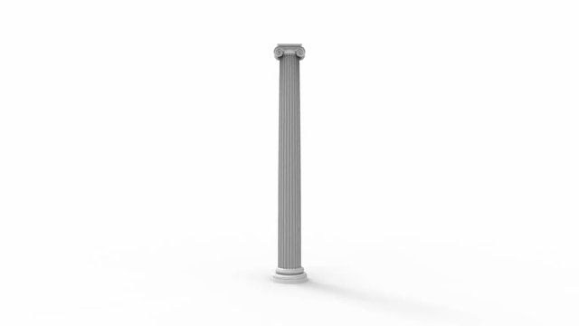 3d animation of a anchient column isolated in white background