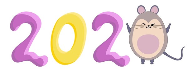 the little rat of the zodiac symbol of 2020. Chinese New Year.