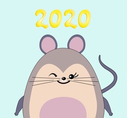 the little rat of the zodiac symbol of 2020. Chinese New Year.