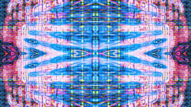 Techno Kaleido 1006: A symmetrical technology kaleidoscope reflects and twists (Loop).