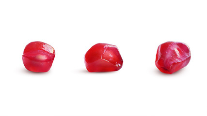 Pomegranate. Collection of Pomegranate Kernels Isolated on White. Full Depth of Field