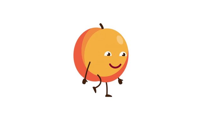 Peach cartoon character walking. Looped animation with alpha channel.