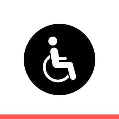 Disabled vector icon, wheelchair symbol. Simple, flat design isolated on white background for web or mobile app