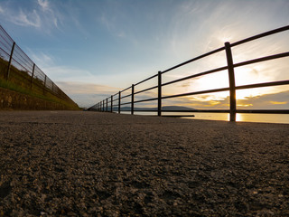 Beautiful colorful sunset above coast of Irish Sea in Holywood Northern Ireland. 