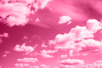 The sky with clouds painted in a trendy shade of pink. One of the colors of the year